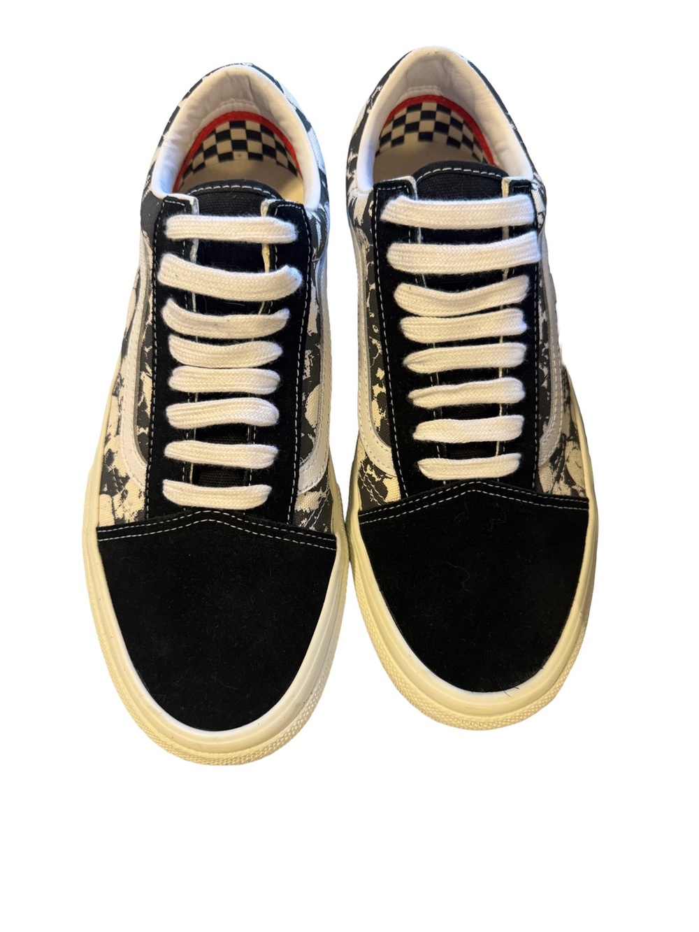 Vans 9.5 Black and White Low-Top Canvas Sneakers - Casual Men’s Shoes